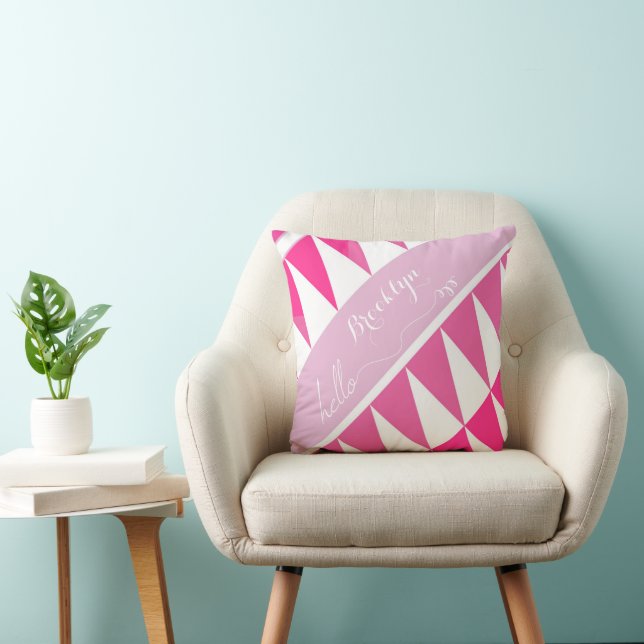 Abstrakt Triangle Rosa Pinkish Lavender Mönster Kudde (Stol)