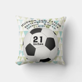Abstrakt Triangle Soccerball Boys Birth Record Kudde