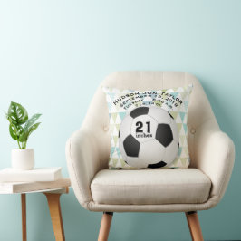 Abstrakt Triangle Soccerball Boys Birth Record Kudde