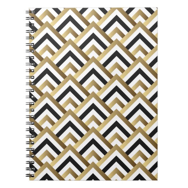 Abstrakt Triangles: Guld Black Seamless Anteckningsbok (Framsidan)