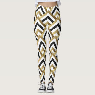 Abstrakt Triangles: Guld Black Seamless Leggings