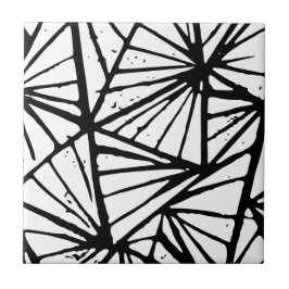 Abstrakt Triangles Lino Print Ceramic Tile Kakelplatta