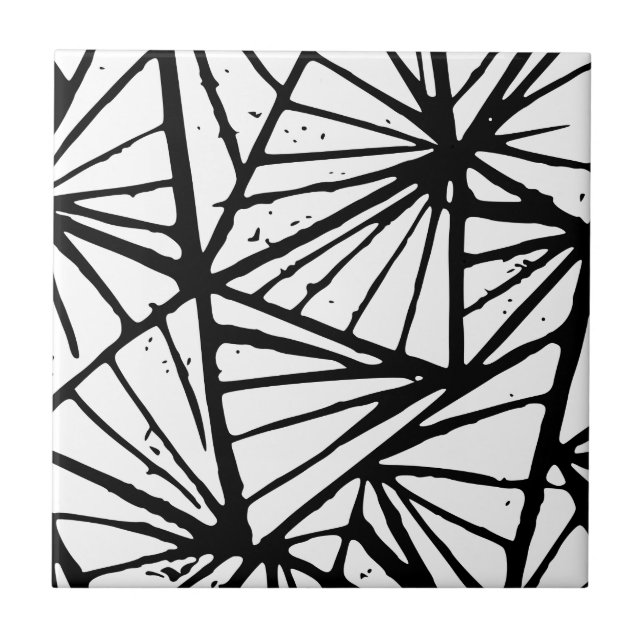 Abstrakt Triangles Lino Print Ceramic Tile Kakelplatta (Framsidan)