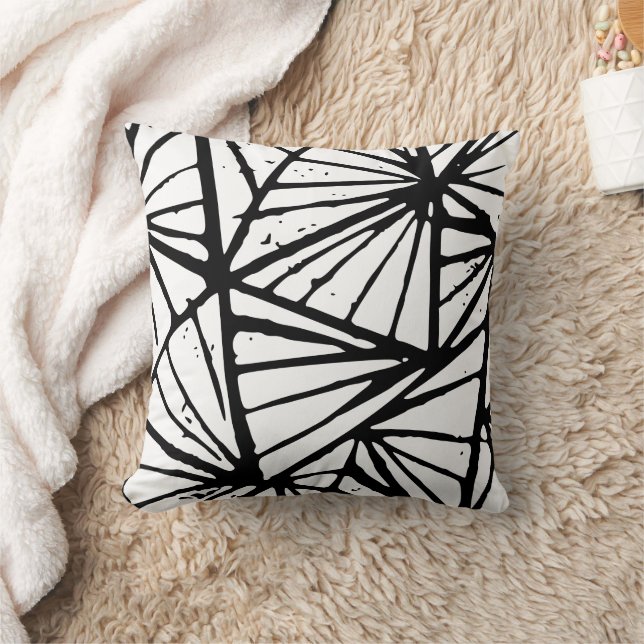 Abstrakt Triangles Lino Print Dekorativ kudde (Filt)