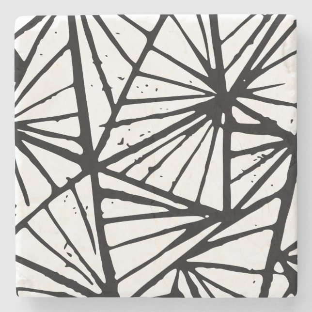 Abstrakt Triangles Lino Print Stone Underlägg (Framsidan)