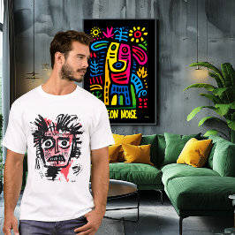 Abstrakt Tribal Ansikte - Bold Black and Rosa Urba T Shirt