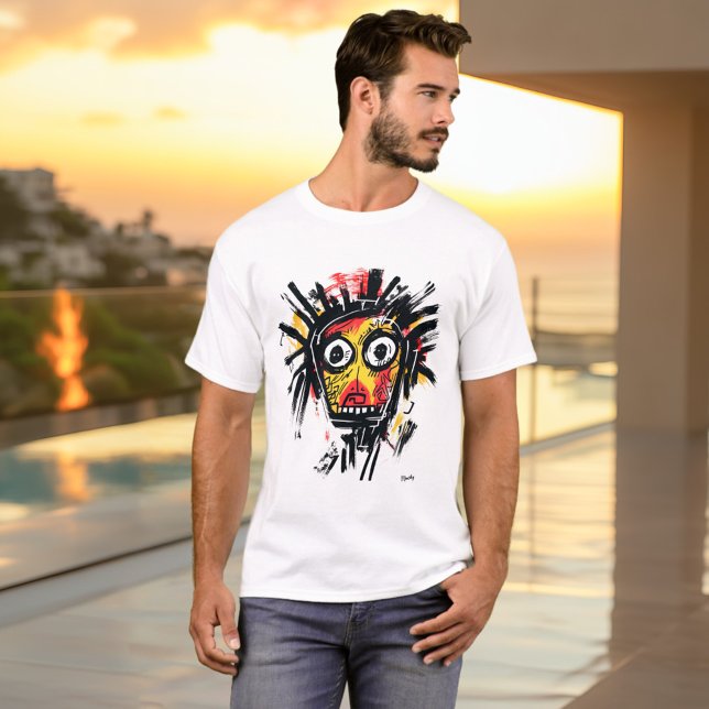 Abstrakt Tribal Ansikte - Bold Red Gult Black Urba T Shirt (Skapare uppladdad)