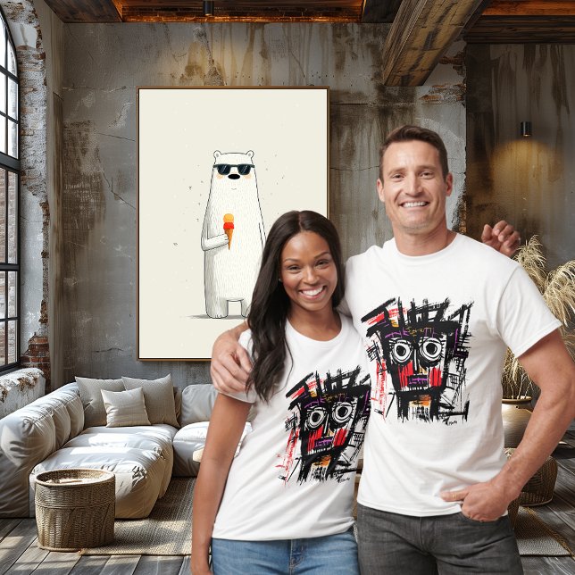 Abstrakt Tribal Ansikte - Bold Red Lila Black Urba T Shirt (Skapare uppladdad)