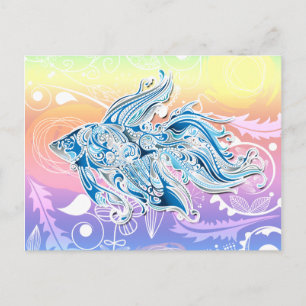 Abstrakt Tribal Fish Vykort