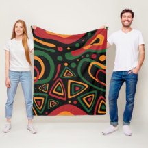 Abstrakt Tribal Mönster i Rött, Guld, Grönt