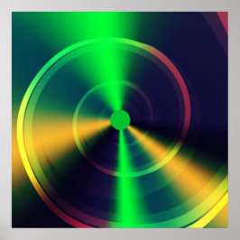 Abstrakt Trippy Groovy Grönt Swirl Fractal Art Poster