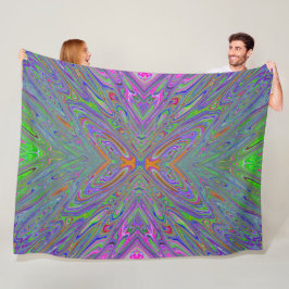 Abstrakt Trippy Lila, Orange och Grönt Butterfly Fleecefilt