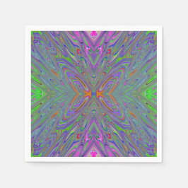 Abstrakt Trippy Lila, Orange och Grönt Butterfly Pappersservett