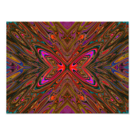 Abstrakt Trippy Orange och Magenta Butterfly Fototryck