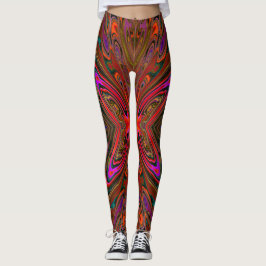 Abstrakt Trippy Orange och Magenta Butterfly Leggings