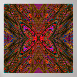 Abstrakt Trippy Orange och Magenta Butterfly Poster