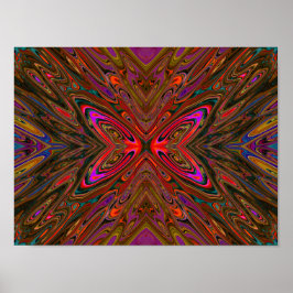 Abstrakt Trippy Orange och Magenta Butterfly Poster