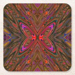 Abstrakt Trippy Orange och Magenta Butterfly Underlägg Papper Kvadrat