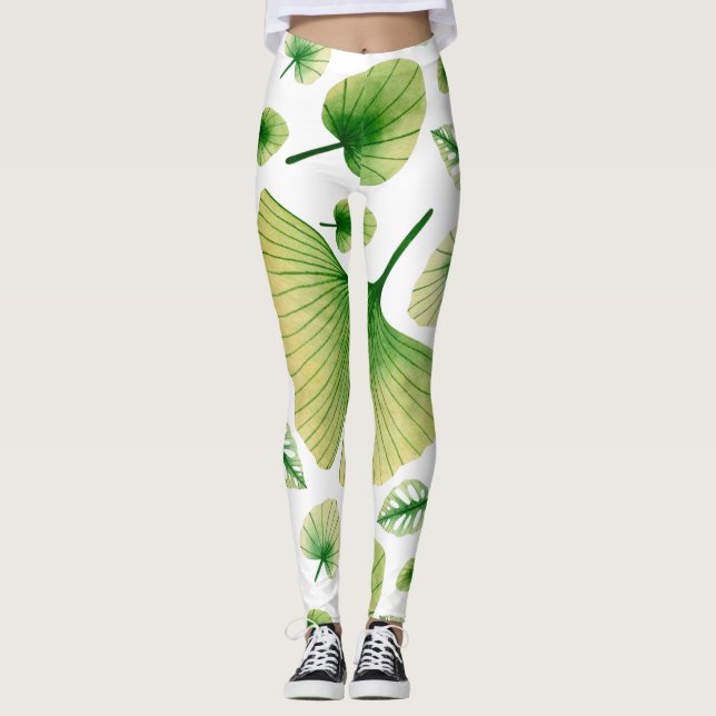 Abstrakt Tropical Art Leggings (Framsida)
