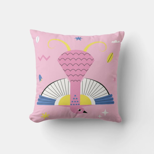 Abstrakt Tropical Bird: Bright Vintage. Kudde (Framsida)