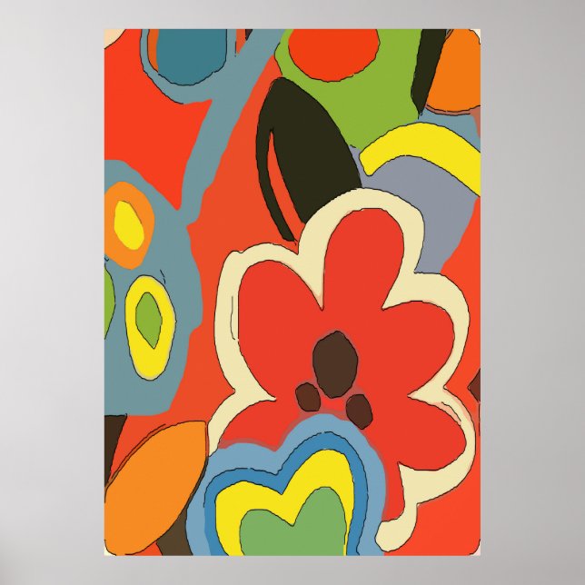 Abstrakt Tropical Flowers Poster (Framsidan)