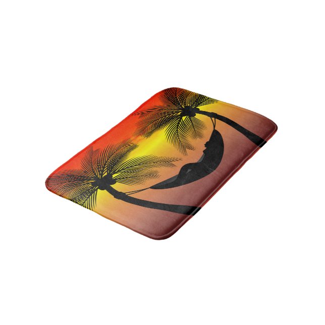 Abstrakt Tropical Life | Hammock Silhouette Badrumsmatta (Vinklad)