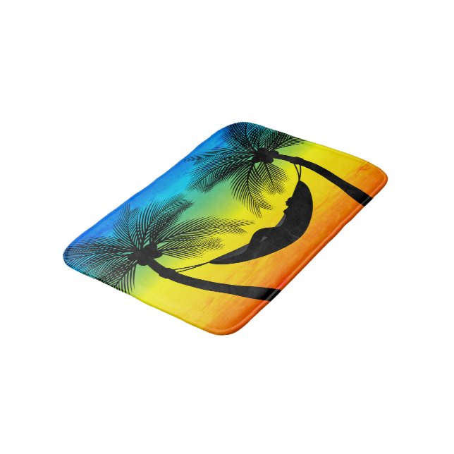 Abstrakt Tropical Life | Hammock Silhouette Badrumsmatta (Vinklad)