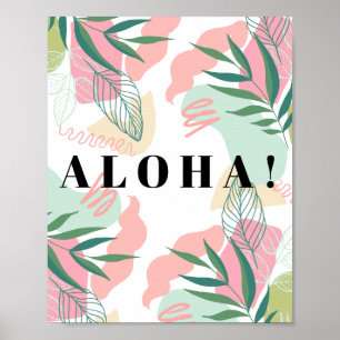 Abstrakt Tropical Löv Aloha Editable Poster