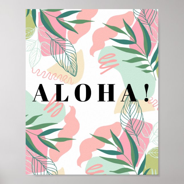 Abstrakt Tropical Löv Aloha Editable Poster (Framsidan)