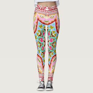 Abstrakt Tropical Löv Diverse Mönster Leggings