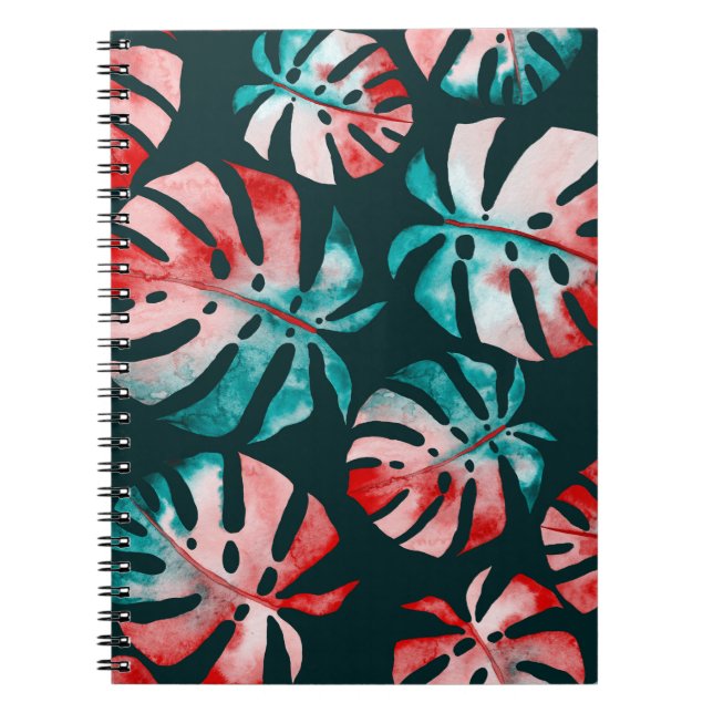 Abstrakt Tropical Lövs, Watercolor Bright. Anteckningsbok (Framsidan)
