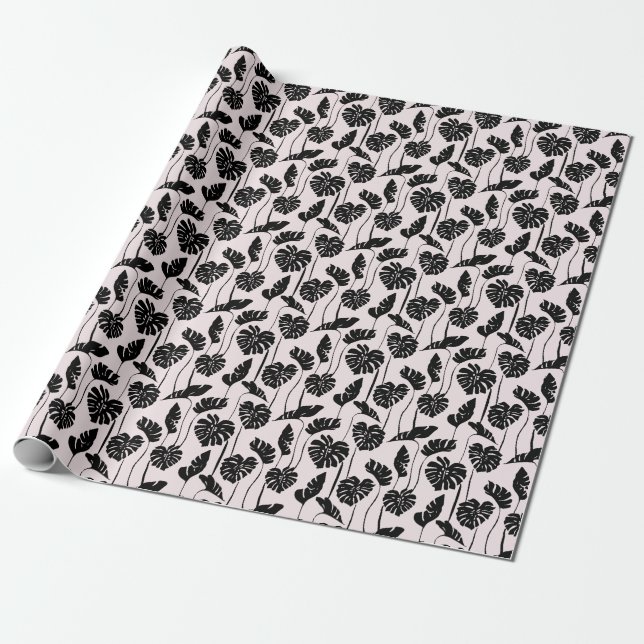 Abstrakt Tropical Monstera Handflatan Art Presentpapper (Utrullad)