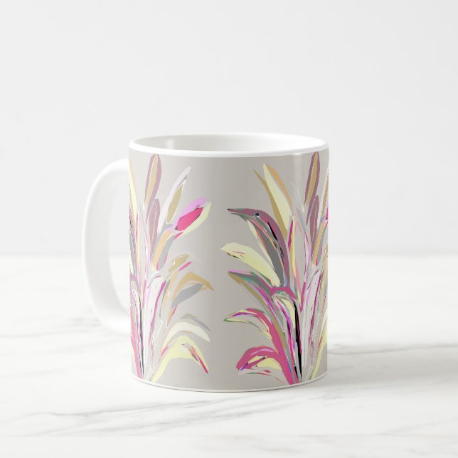 Abstrakt Tropical Plant Vector Art Stil Kaffemugg (Framsida vänster)