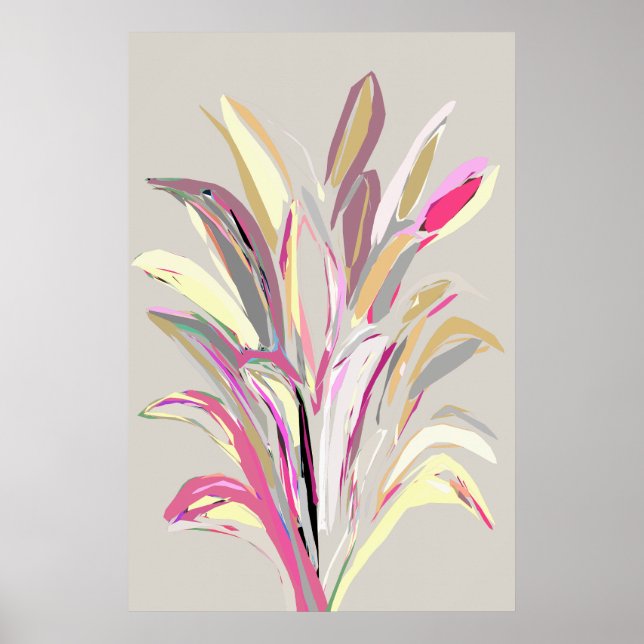 Abstrakt Tropical Plant Vector Art Stil Poster (Framsidan)