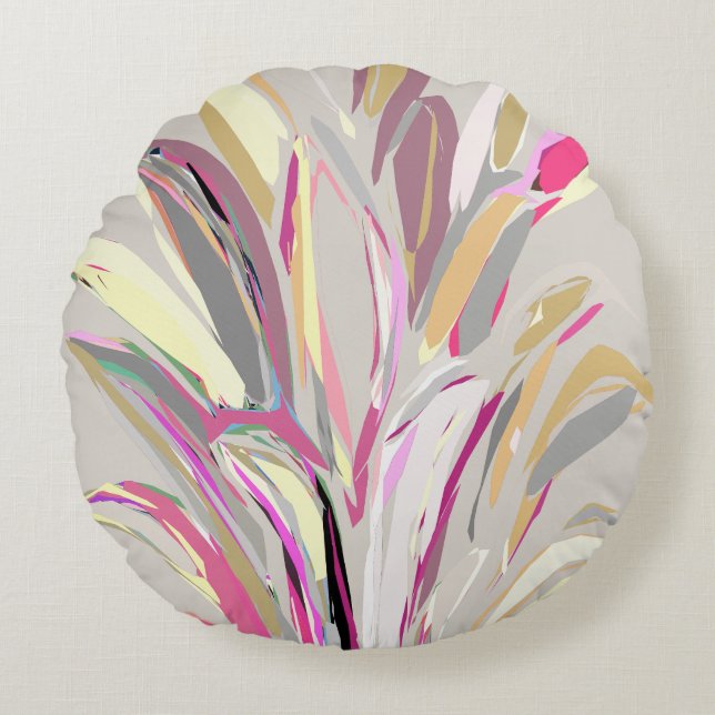 Abstrakt Tropical Plant Vector Art Stil Rund Kudde (Framsidan)