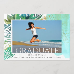Abstrakt Tropical Studenten Photo Notice Inbjudningar