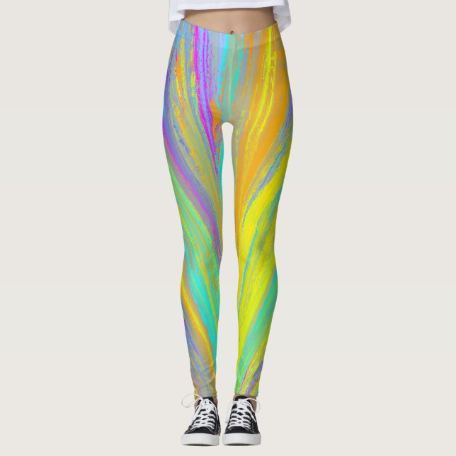 Abstrakt Tropical Summer Roligt Leggings (Framsida)