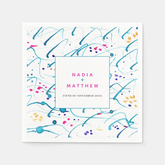 Abstrakt Tropisk akvarium i vågar rosa orange bröl Pappersservett (Framsidan)