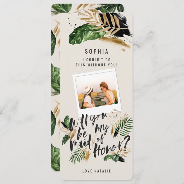 Abstrakt tropisk brudtjänar-foto (Fram/baksida)