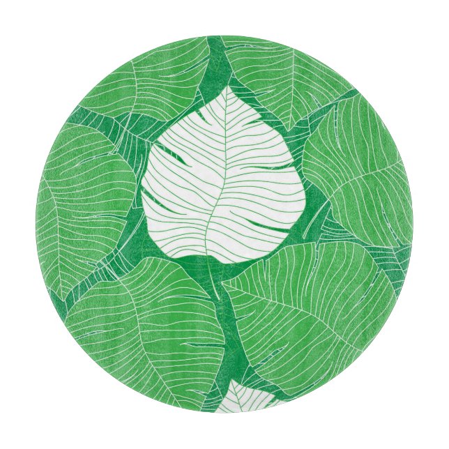 Abstrakt tropiska löv, konstnärlig målning. (Framsidan)