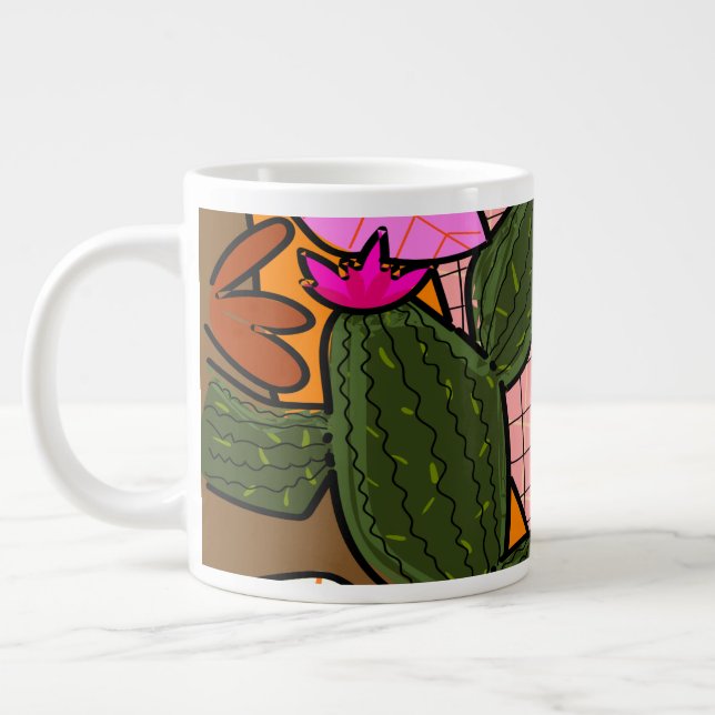 Abstrakt tropiska löv och blommor jumbo mugg (Vänster)