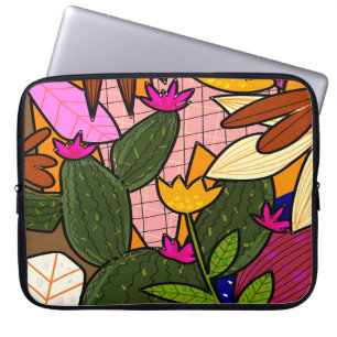 Abstrakt tropiska löv och blommor laptop fodral