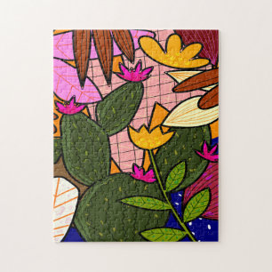 Abstrakt tropiska löv och blommor pussel