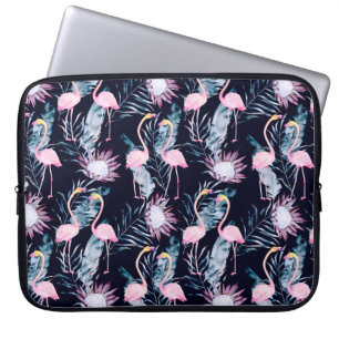 Abstrakt tropiska mönster med flamingo, protea, l laptop fodral