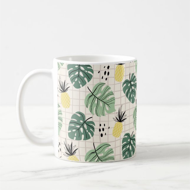 Abstrakt tropiska sömlösa mönster med handflatan l kaffemugg (Vänster)