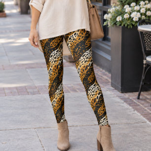 Abstrakt tryck av vilda kattdjurstextur leggings