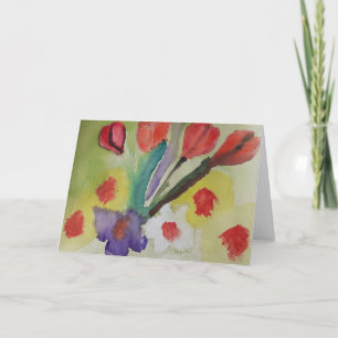 Abstrakt Tulies & Vår blommor Greeting Card Kort