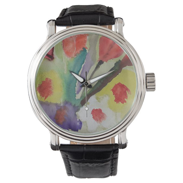 Abstrakt Tulips & Vår blommor Armbandsur (Framsida)