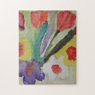 Abstrakt Tulips & Vår blommor Jigszle Puzzle Pussel