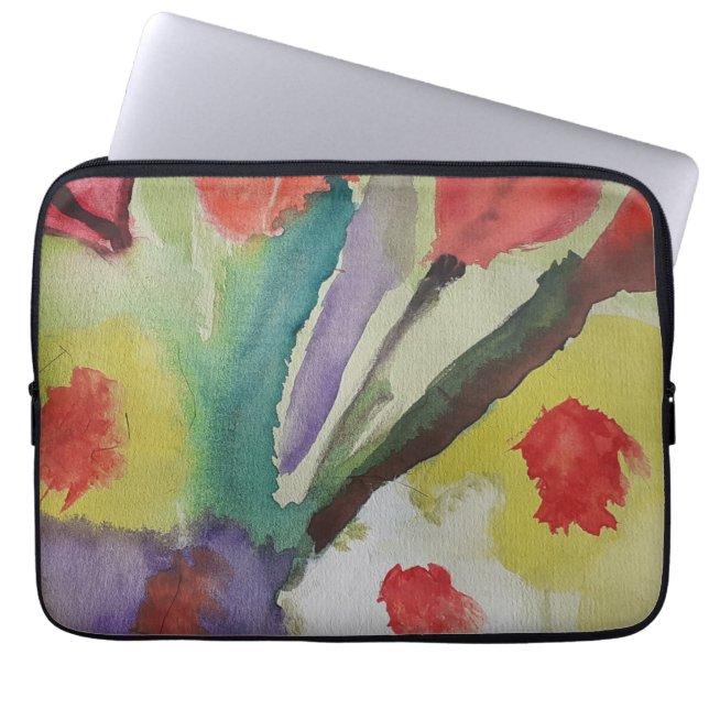 Abstrakt Tulips & Vår blommor Laptop sleeve (Framsidan)